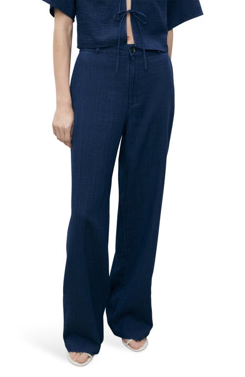 Mango High Waist Flowy Jeans In Blue