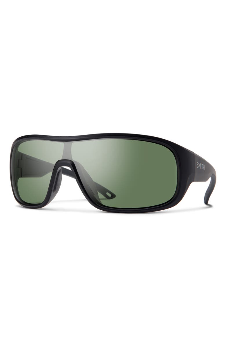 Smith Spinner 134mm ChromaPop<sup>™</sup> Polarized Shield Sunglasses, Alternate, color, Matte Black / Grey Green