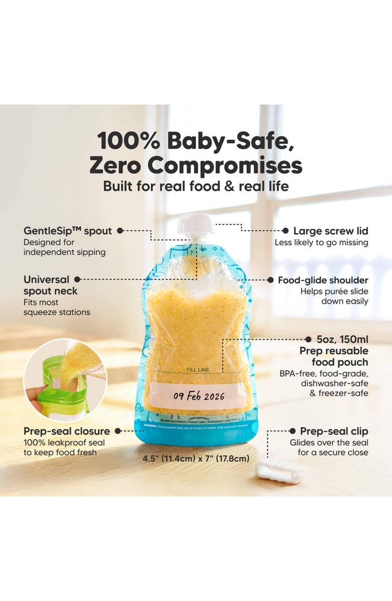 KeaBabies 12-Pack Prep Reusable Food Pouches, Alternate, color, Little Zoo