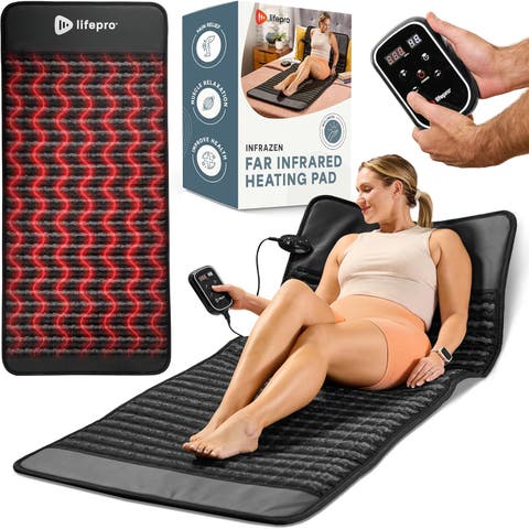 Portable Far Infrared Heating Mat (39 x 19.5 and 74 x 31in)  with Heating Pads for Recovery & Pain Relief