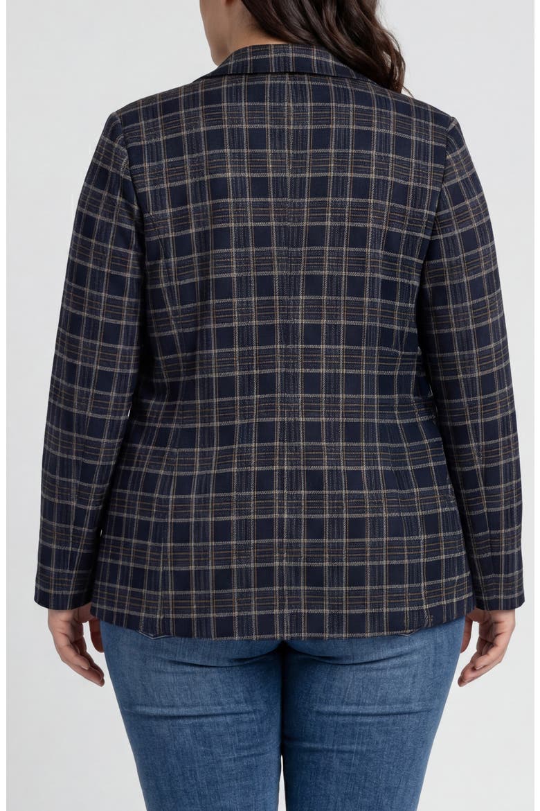 Plaid Boyfriend Blazer, Alternate, color, NAVY/ TAN PLAID