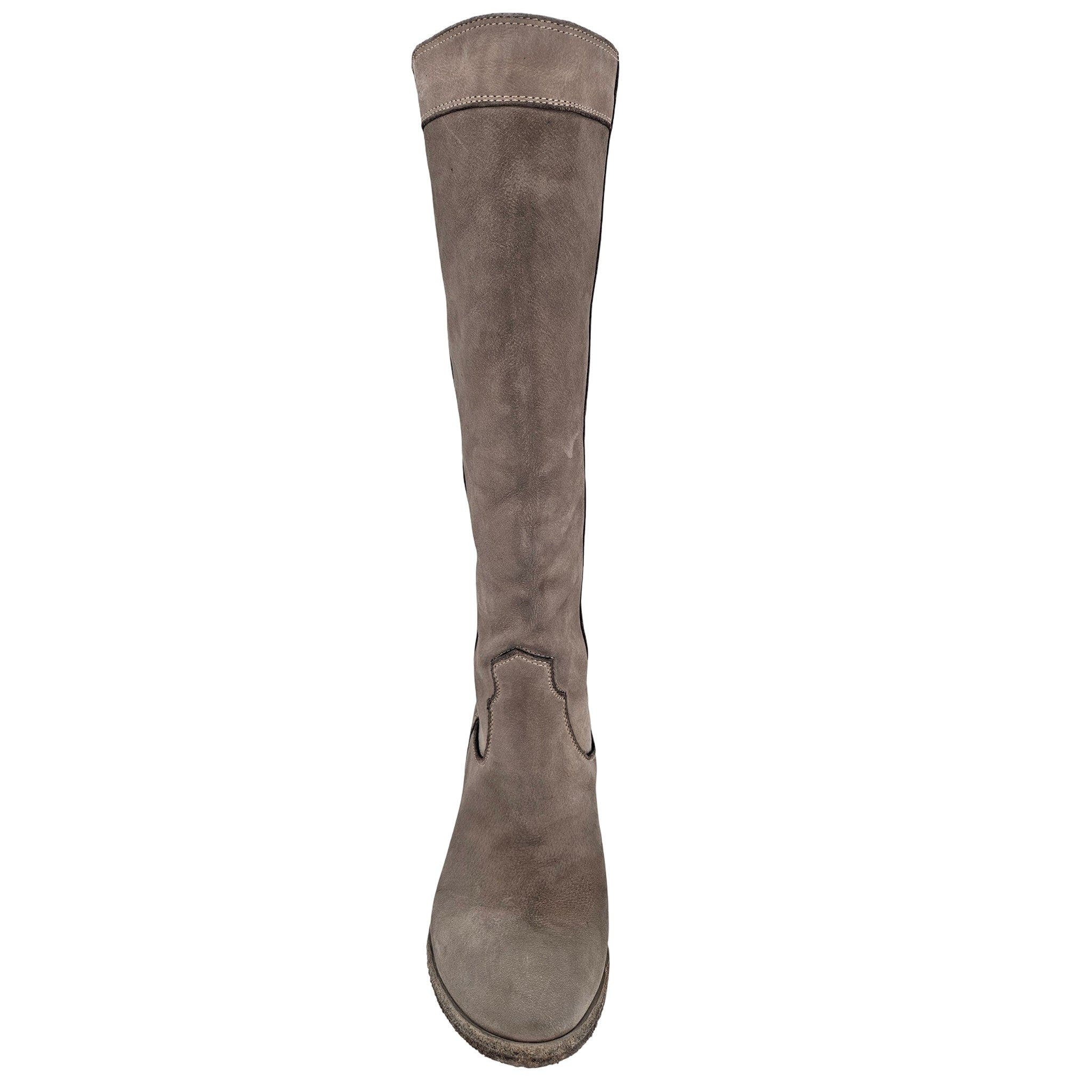 Washed Leather Knee-High Pull-on Boot, Alternate, color, Taupe