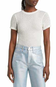 FRAME Textured Semisheer Mesh T-Shirt