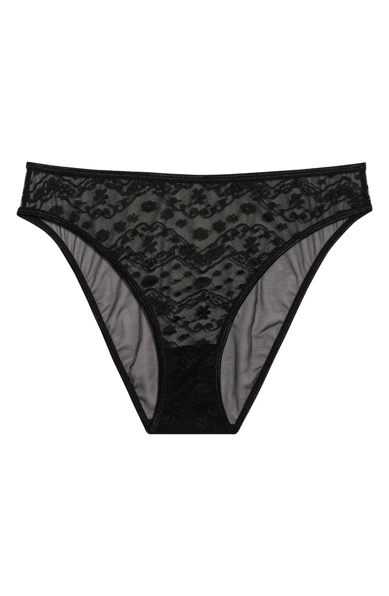 KILO BRAVA Embroidered Mesh Bikini, Alternate, color, Black