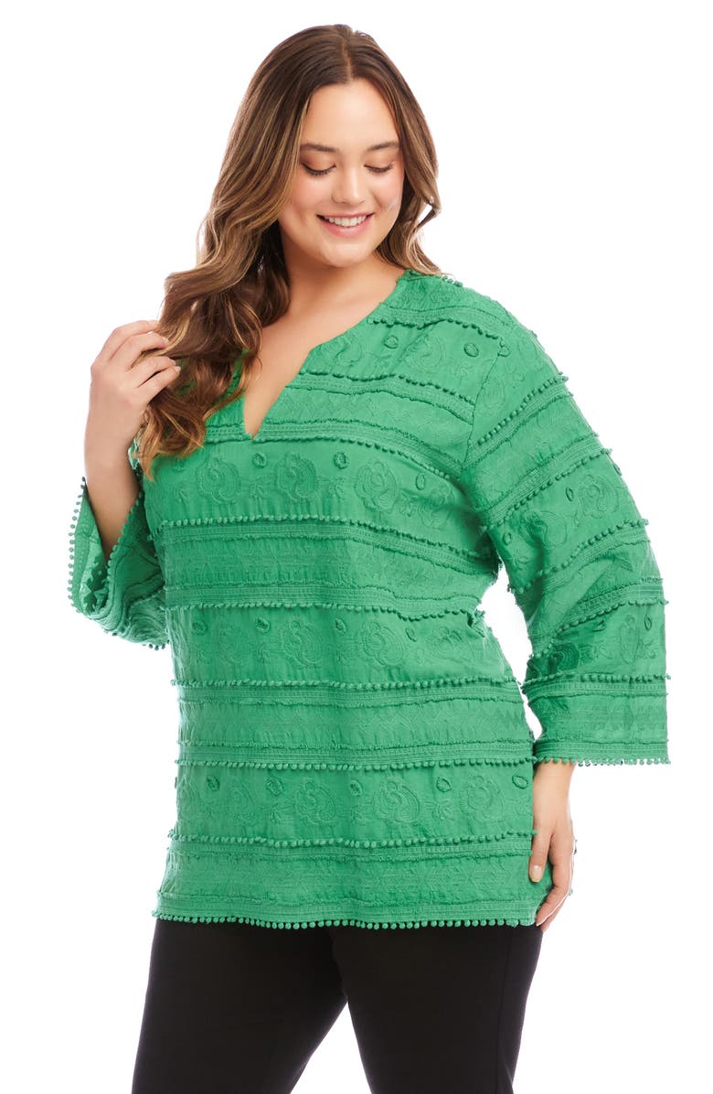 Karen Kane Embroidered Cotton Tunic Top, Alternate, color, Green