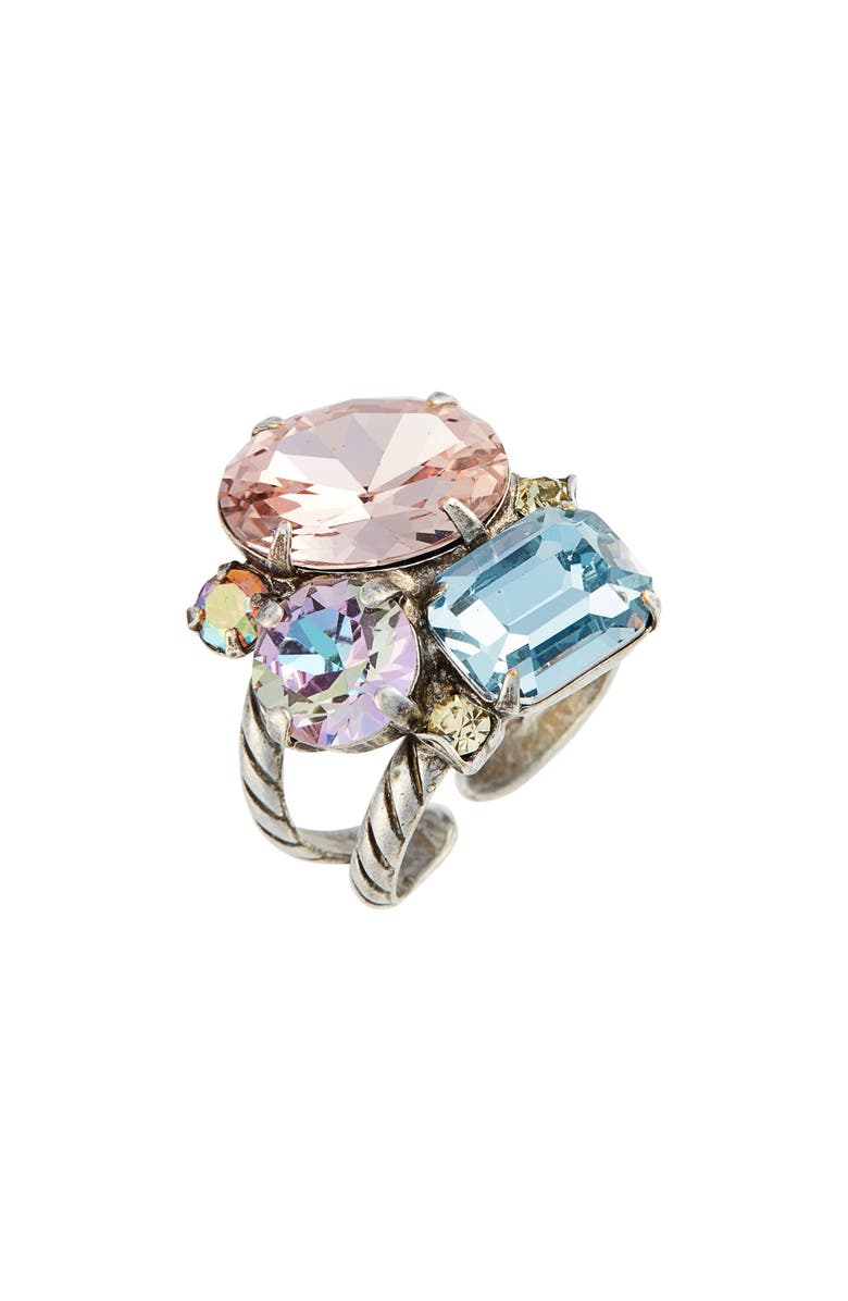 Sorrelli Cluster Crystal Cocktail Ring, Main, color,