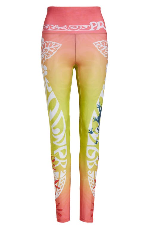 Paolina Russo Print Mesh Leggings In Neon Sunset