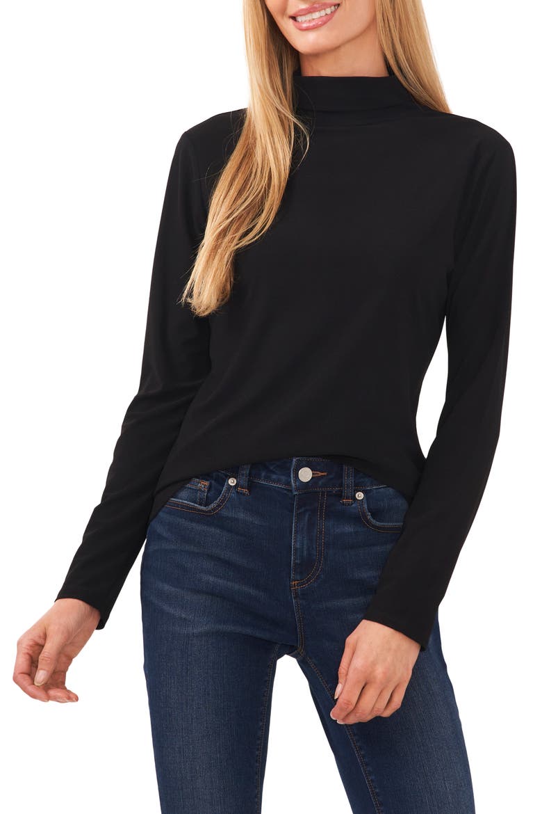 Long Sleeve Turtleneck Top, Main, color, RICH BLACK
