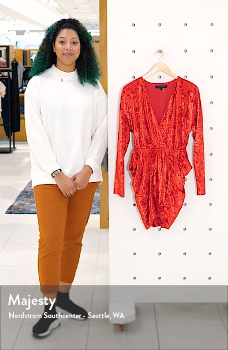 Wrap Front Long Sleeve Crushed Velvet Minidress, sales video thumbnail