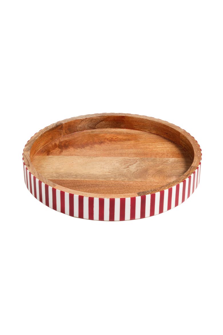 Nohar Flat Wood Tray Curated Decor, Main, color, Red