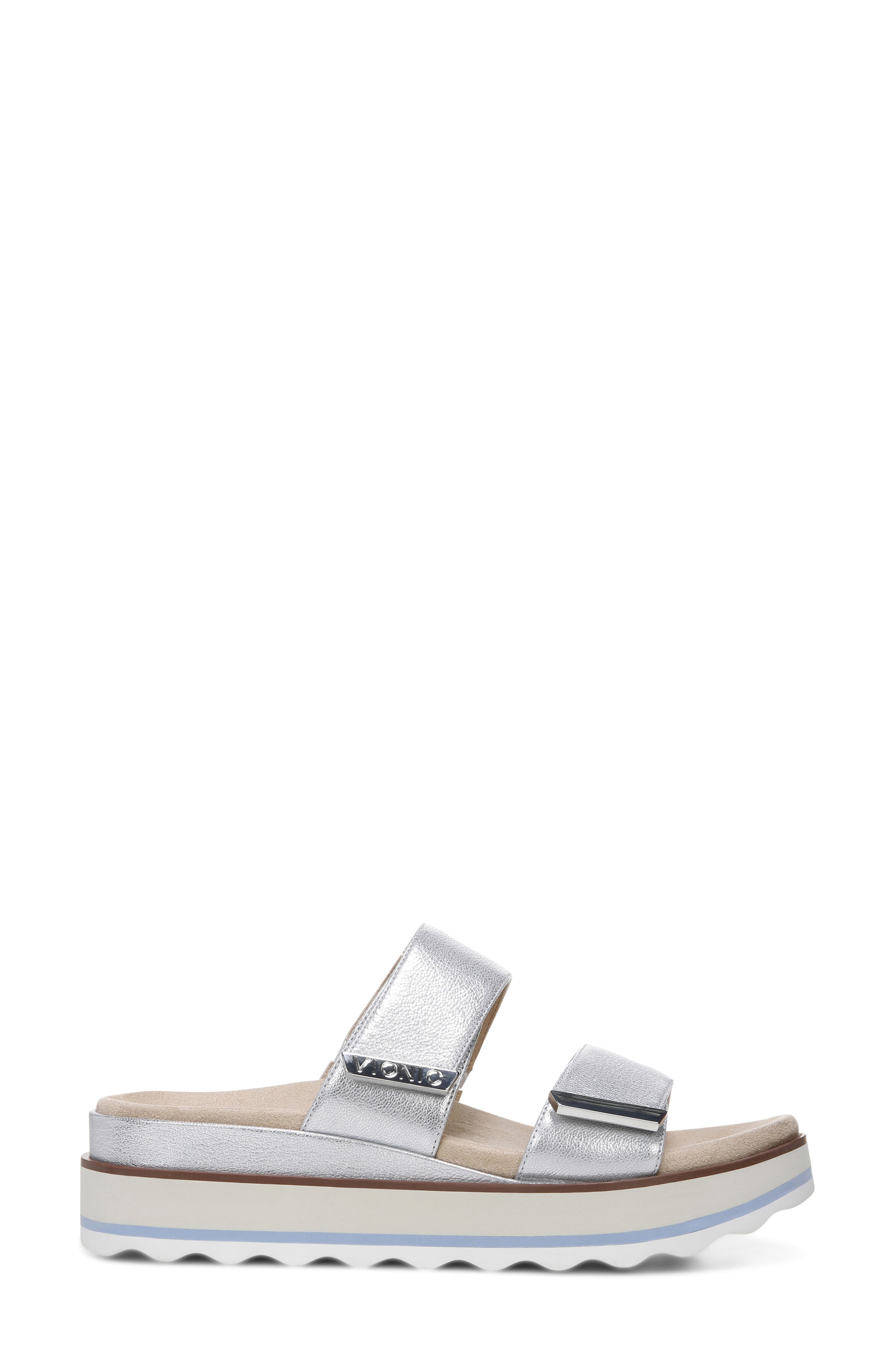 Brandie Platform Slide Sandal, Alternate, color, PEWTER LEATHER