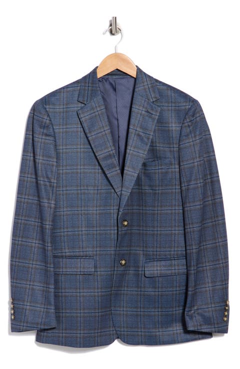 Slim Fit Plaid Stretch Knit Sport Coat