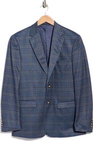 Duchamp Slim Fit Plaid Stretch Knit Sport Coat