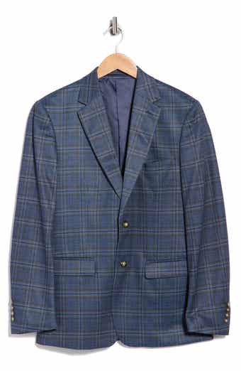 Slim Fit Plaid Stretch Knit Sport Coat