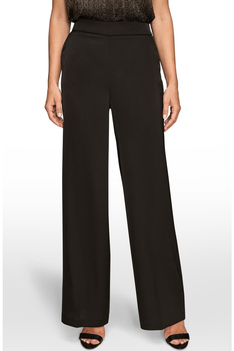 Wide Leg Charmeuse Pants, Main, color, BLACK