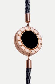 CERRET Rose Gold Plated Leather Strap With Black Enamel Luxury Safety Bracelet