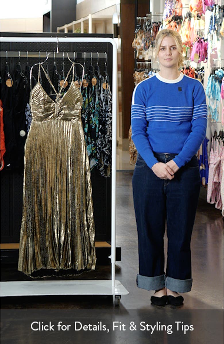 Blythe Metallic Pleated Midi Dress, sales video thumbnail