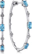 Gabriel & Co. Bujukan Classic Swiss Blue Topaz Sterling Silver Hoop Earrings