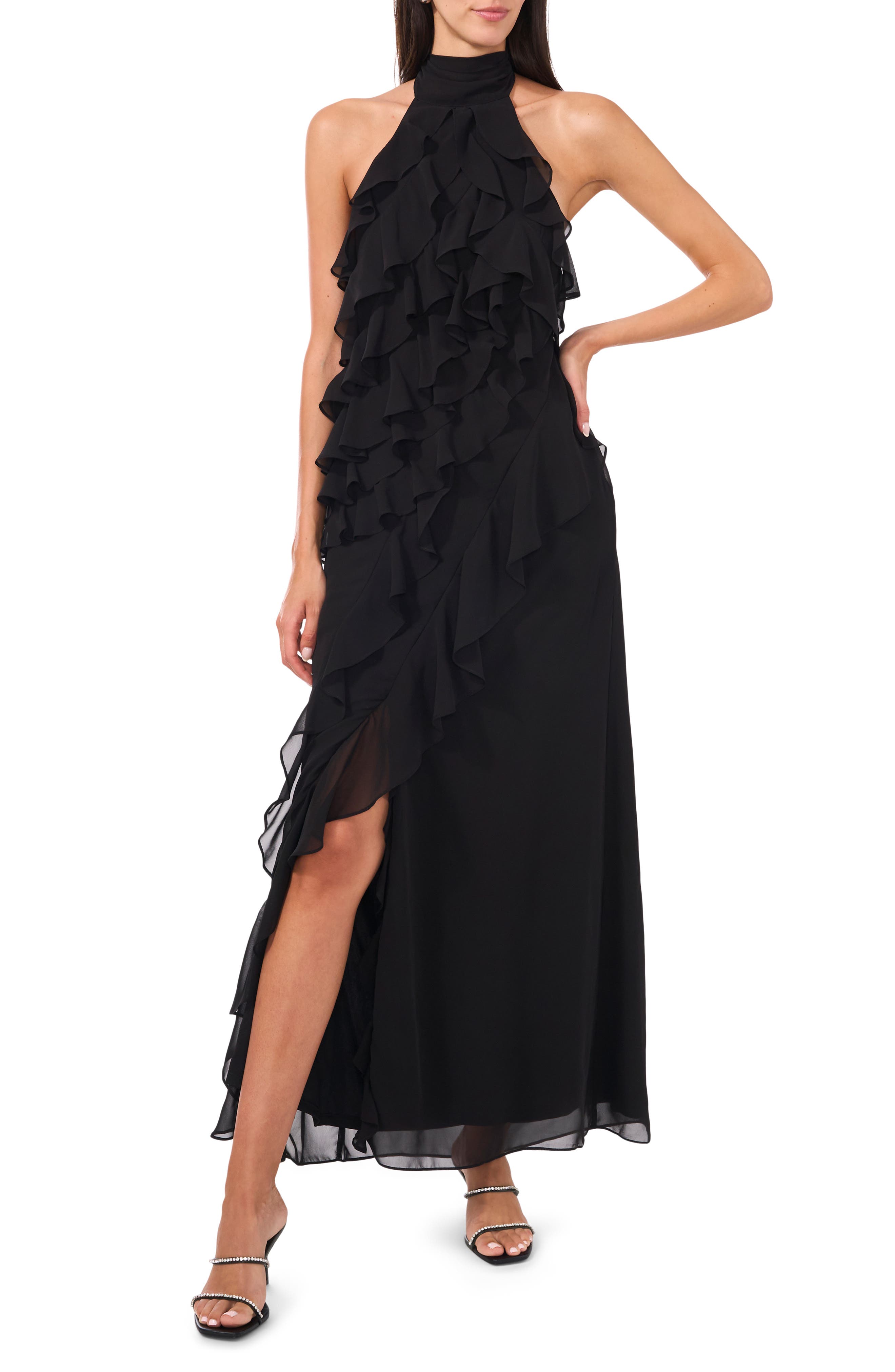 cece ruffle halter dress Ruffle Halter Dress (Women)