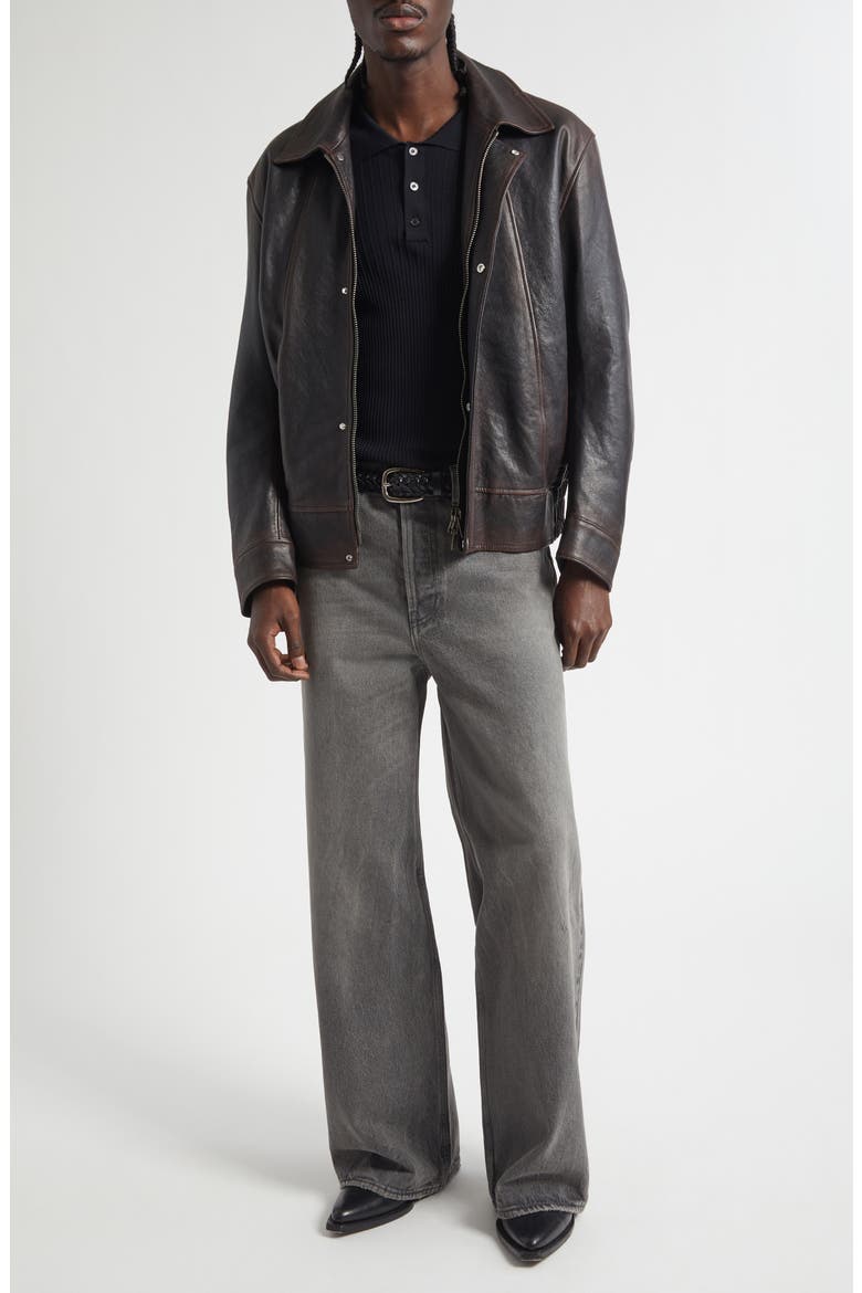 Journey Leather Bomber Jacket, Alternate, color, PORT ROYALE