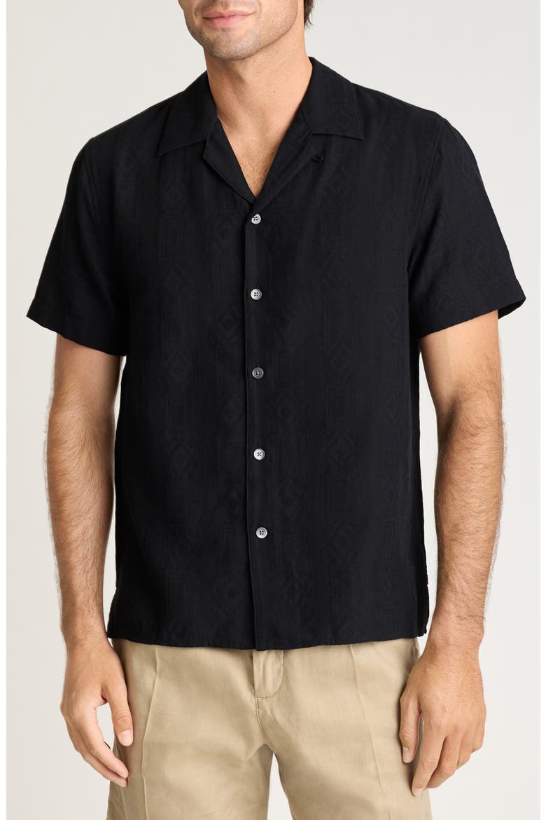 Riviera Cabana Shirt, Main, color, BLACK TEXTURE STRIPE COTTON