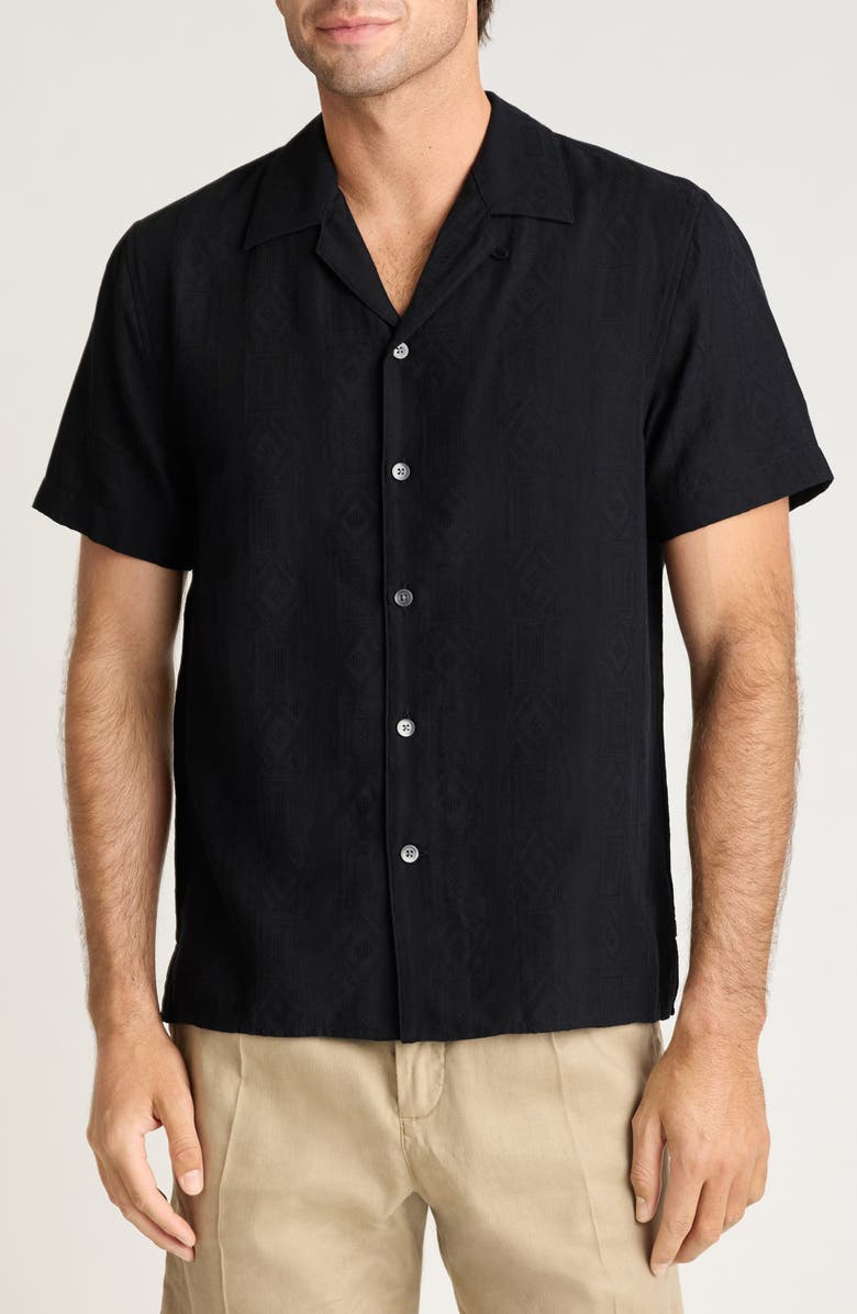 Bonobos Riviera Cabana Shirt, Main, color, Black Texture Stripe Cotton