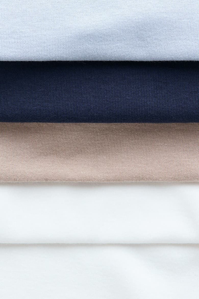 5-pack Long-sleeved Bodysuits, Alternate, color, Blue/white/beige
