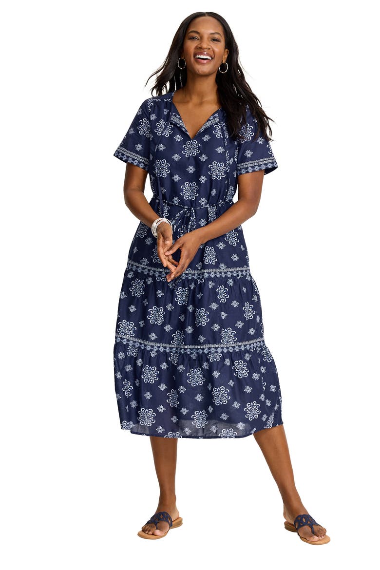 Coastal Tiles Print Dress, Alternate, color, COASTLINE