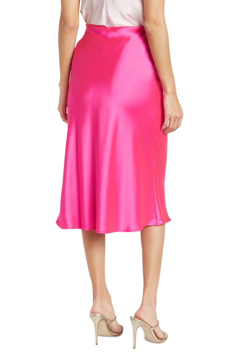 Satin Slit Midi Skirt, Alternate, color, FUCHSIA