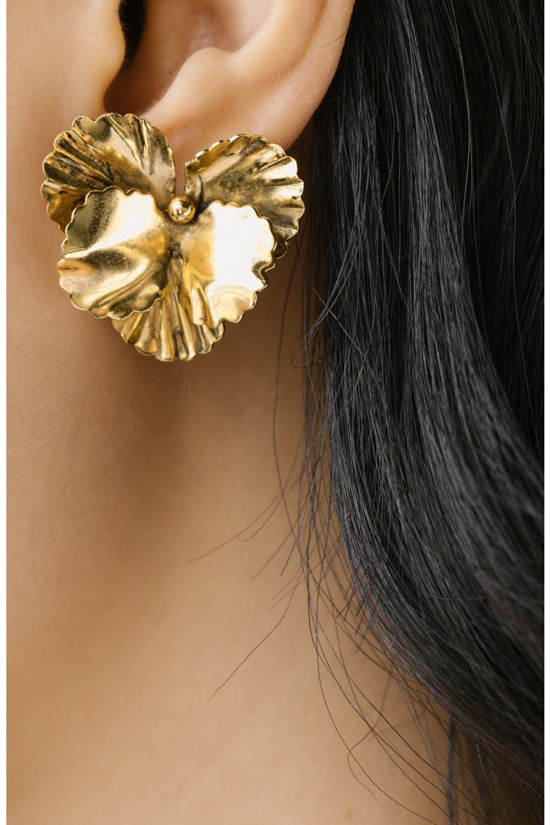 Pansy Earrings, Alternate, color, GOLD