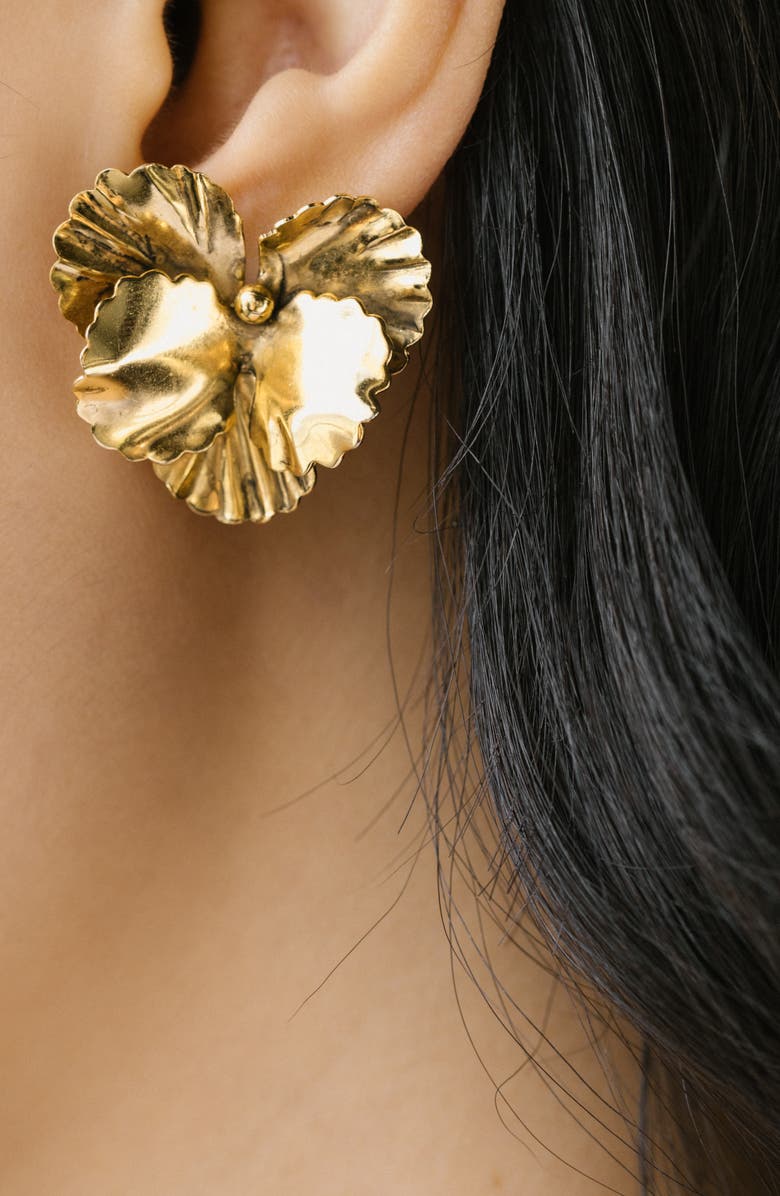 Jennifer Behr Pansy Earrings, Alternate, color, Gold