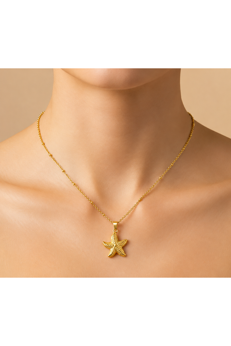 Starfish Pendant Necklace, Alternate, color, Yellow Gold