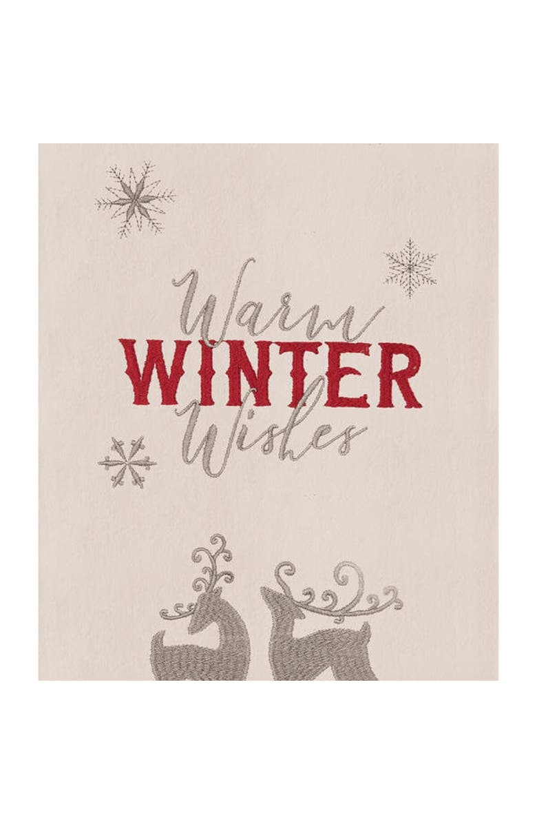 C&F Home 27" x 18" Nordic Christmas "Winter Wishes" Sentiment Featuring Deer on Beige Background Christmas Holiday Cotton Kitchen Dish Towel, Alternate, color, Brown