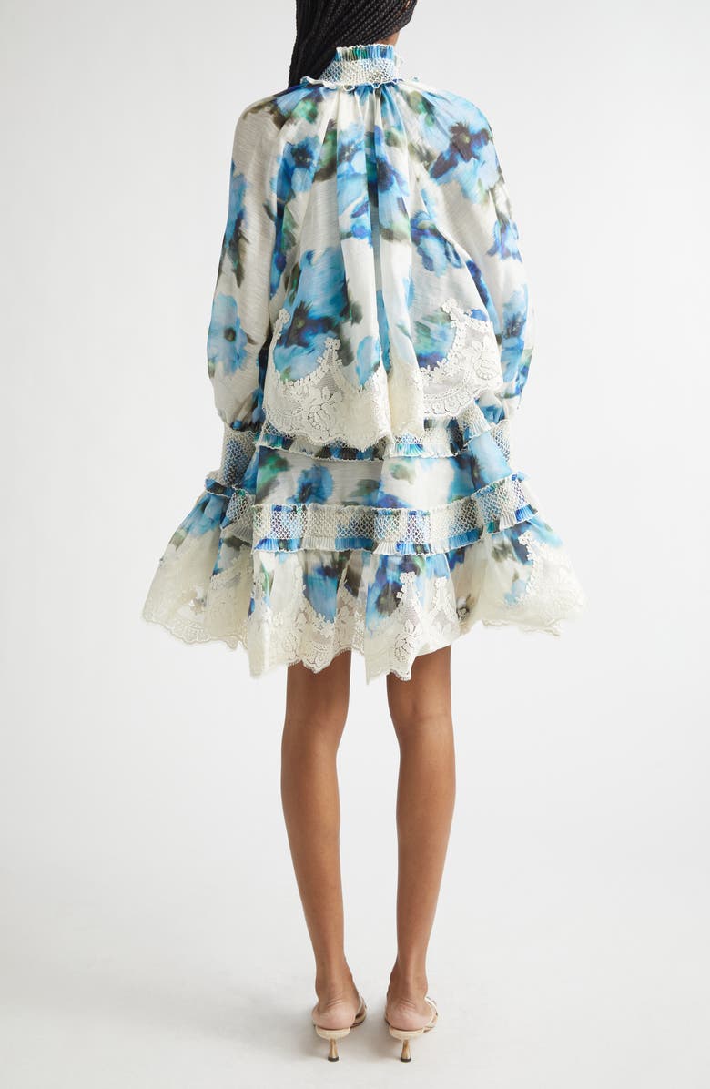 Zimmermann Alchemy Shirred Minidress, Alternate, color, Blue Poppy
