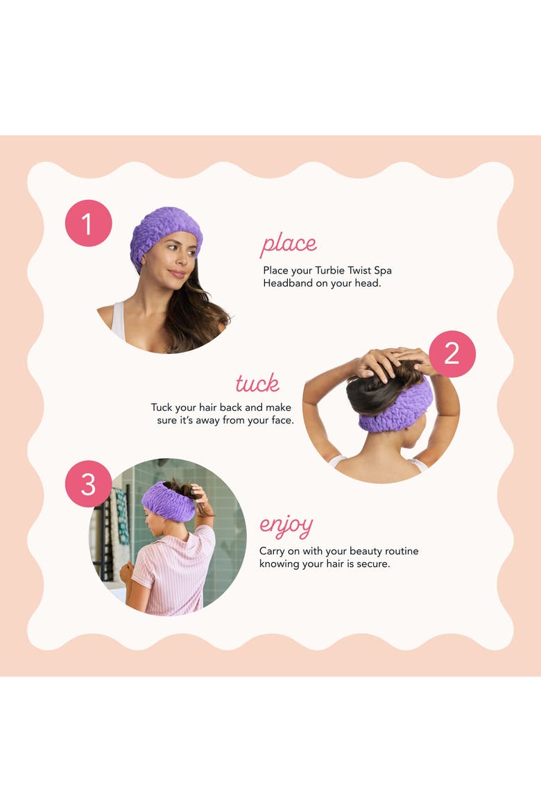 4 Pack Turbie Band Microfiber Spa Headbands, Alternate, color, Pink