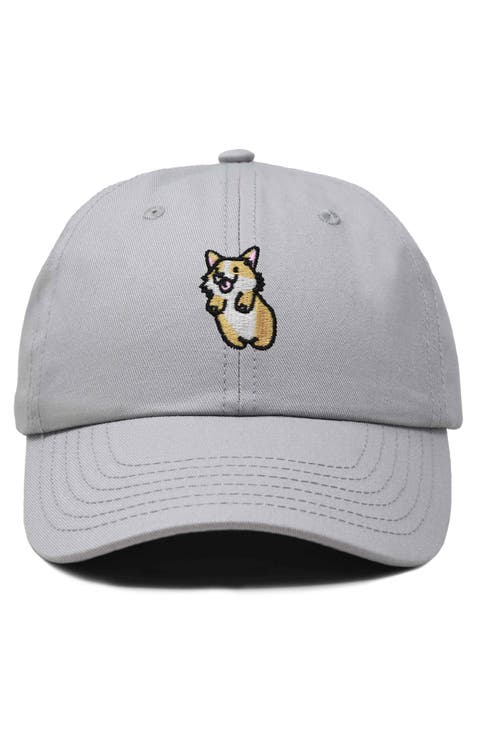 Leaping Corgi Embroidered Cap