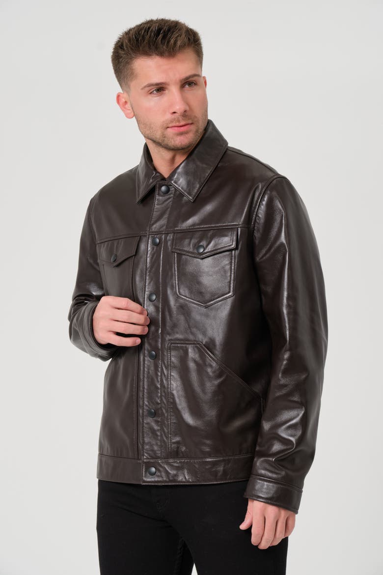Jude Leather Jacket, Alternate, color, Coffee Bean Brown
