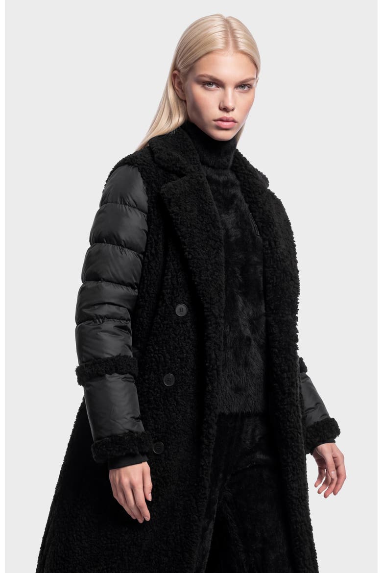 Noelle Faux Fur & Down Coat, Alternate, color, Black
