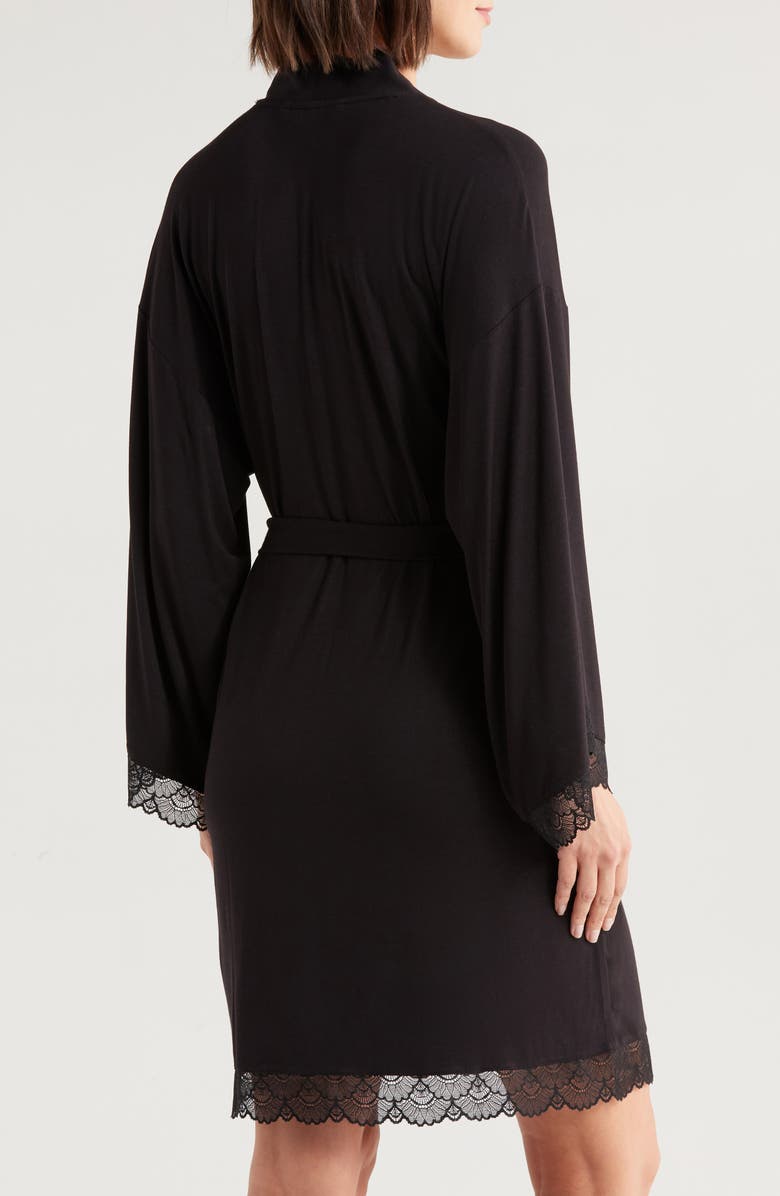 Nordstrom Moonlight Eco Lace Trim Robe, Alternate, color, Black