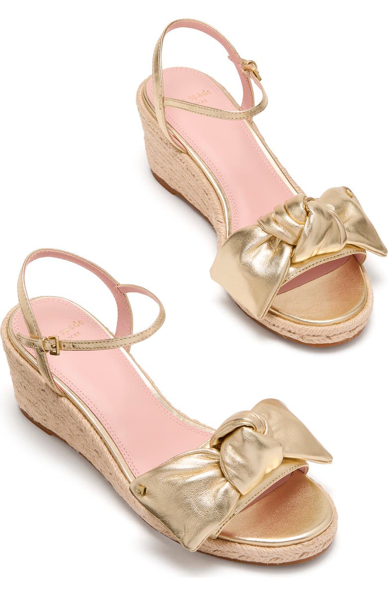 Kate Spade New York leandra ankle strap wedge sandal, Alternate, color, Pale Gold