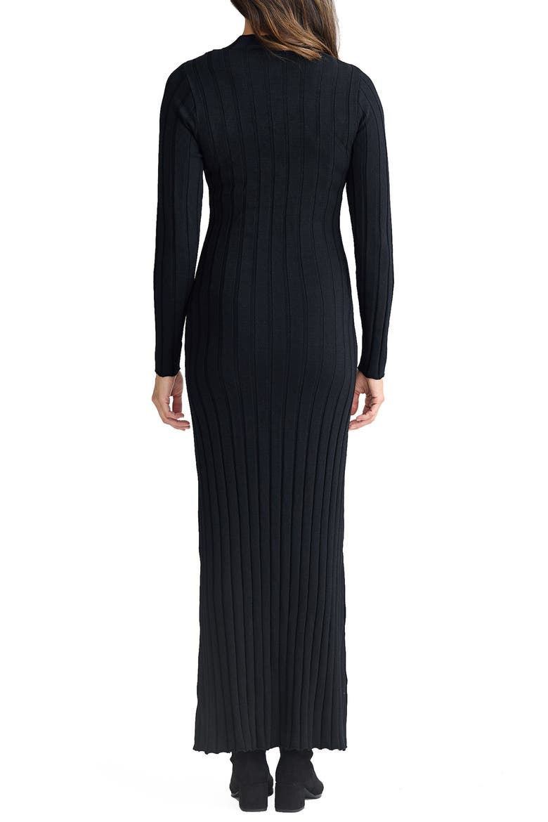 Chloe Long Sleeve Rib Maxi Dress, Alternate, color, BLACK