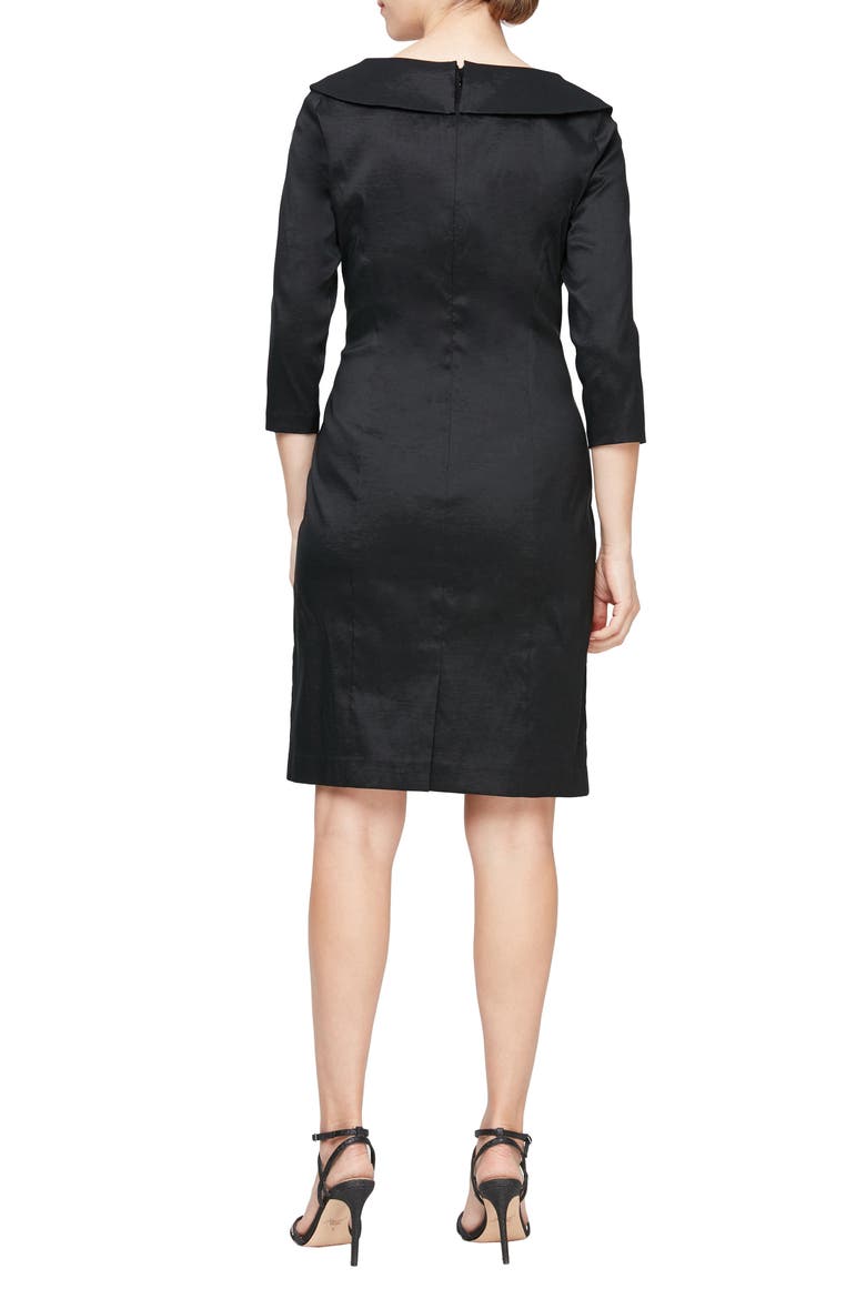 Taffeta Sheath Cocktail Dress, Alternate, color, BLACK