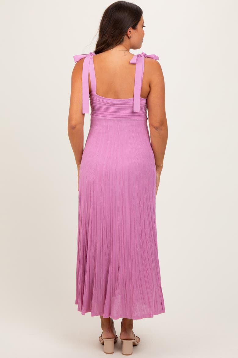 Textured Knit Shoulder Tie Midi Dress, Alternate, color, Mauve