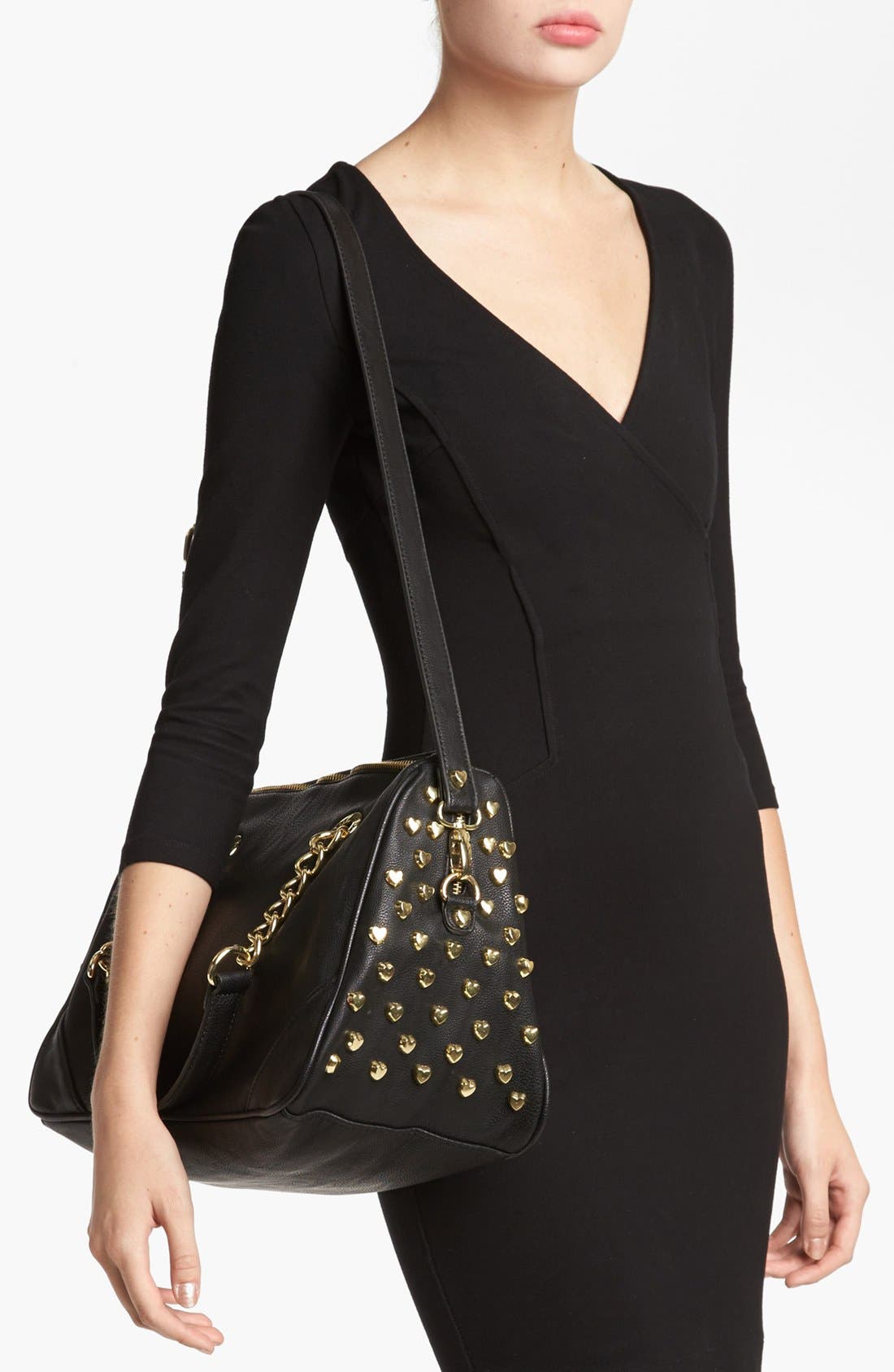 'Heart Attack' Satchel, Alternate, color, BLACK
