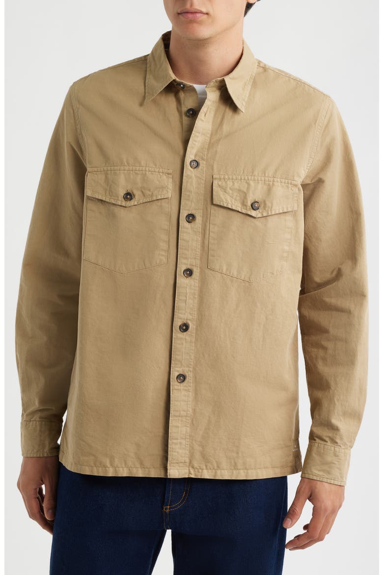 Cotton & Linen Button Up Shirt, Alternate, color, 61 MEDIUM BEIGE