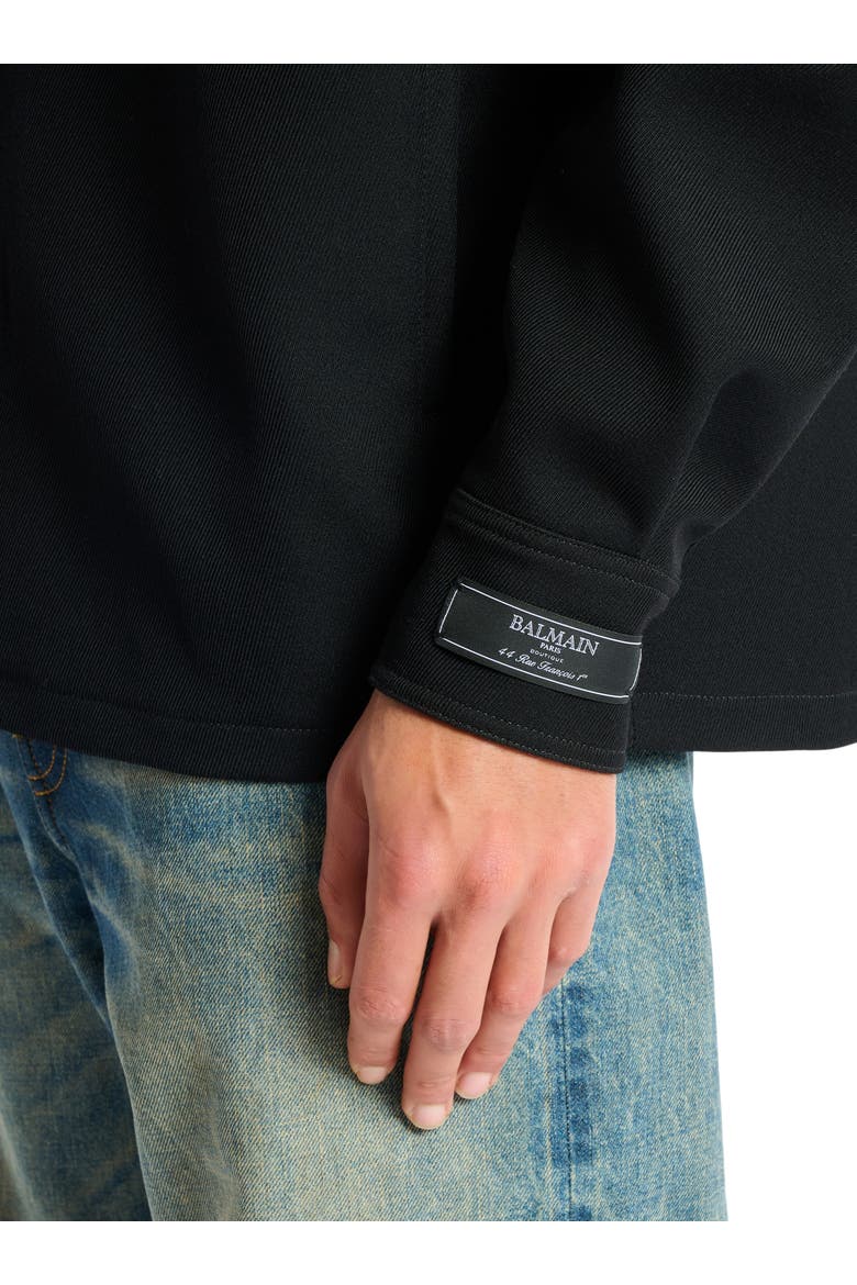 Wool twill overshirt, Alternate, color, black