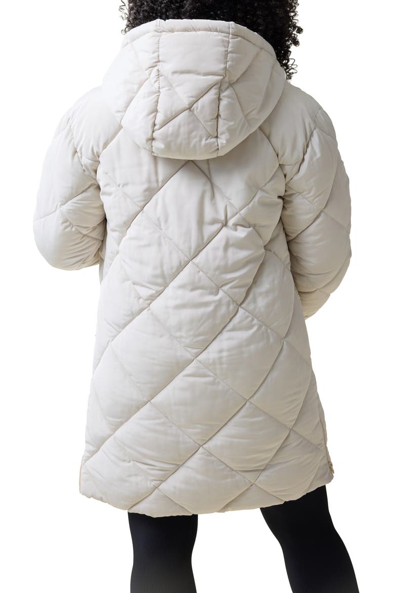 Quilted Longline Maternity Puffer Coat, Alternate, color, STONE