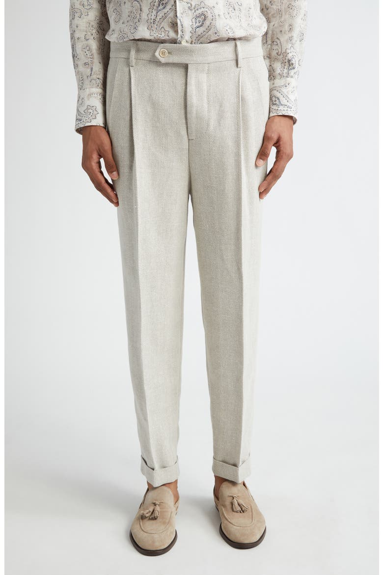 Chalk Stripe Linen Blend Suit, Main, color, GESSO