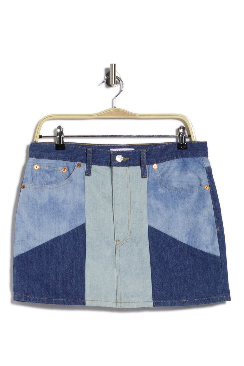 The Ollie Patchwork Denim Miniskirt, Alternate, color, VTGPATCHWORK