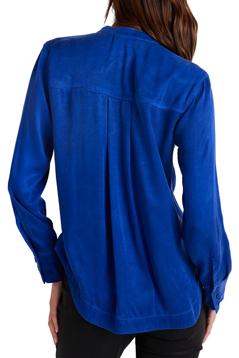 Satin Button-Up Shirt, Alternate, color, RICH COBALT